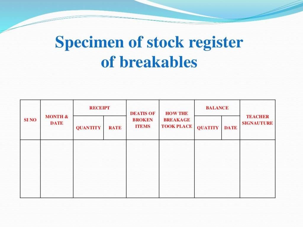 DIFFERENT TYPES OF STOCK REGISTERS