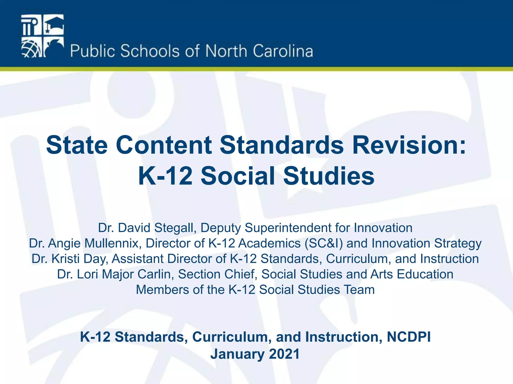 Social studies standards presentation PPT
