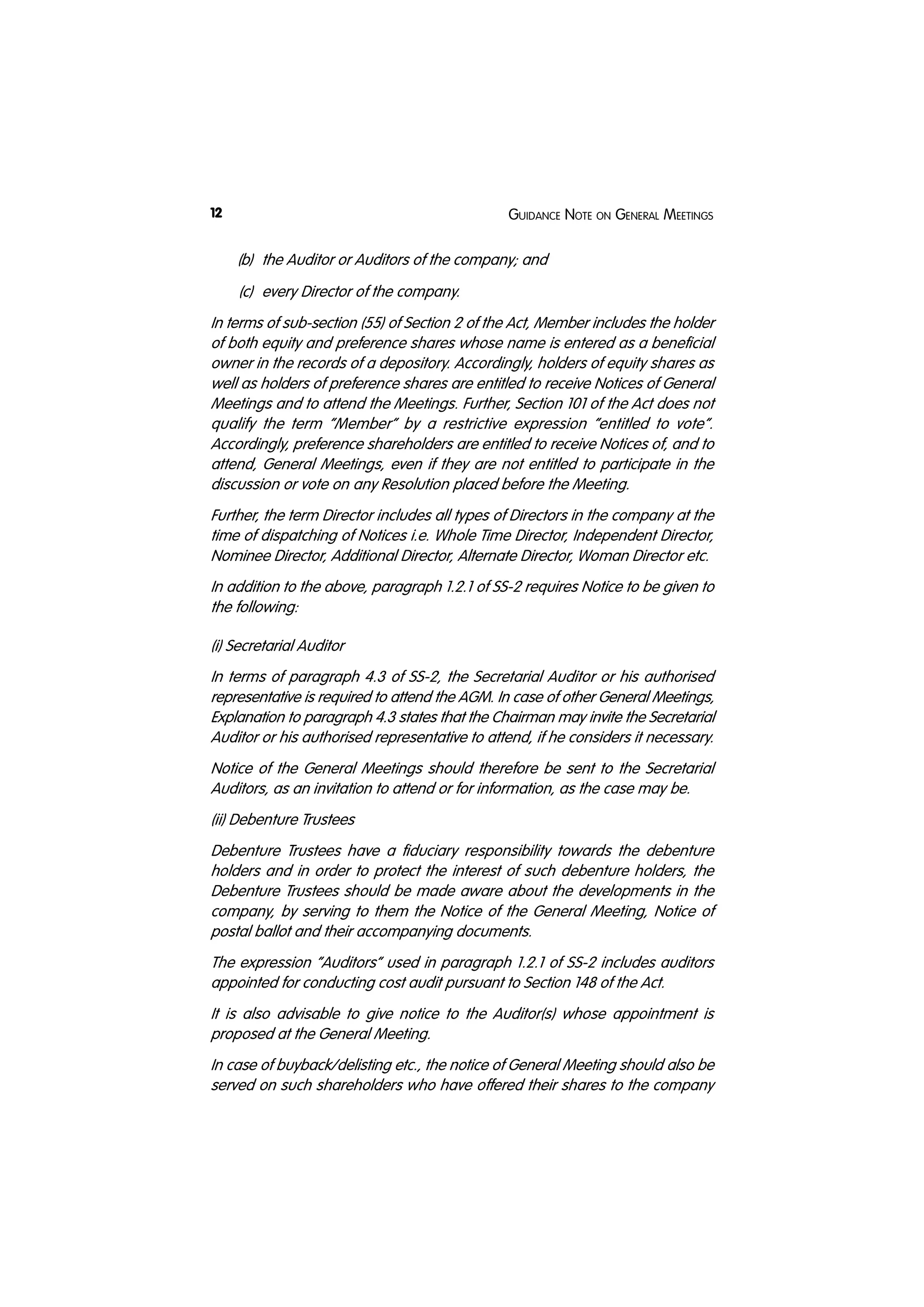 Guidance Note on Sceretarial Standard 2 of General M eeting issued by ...