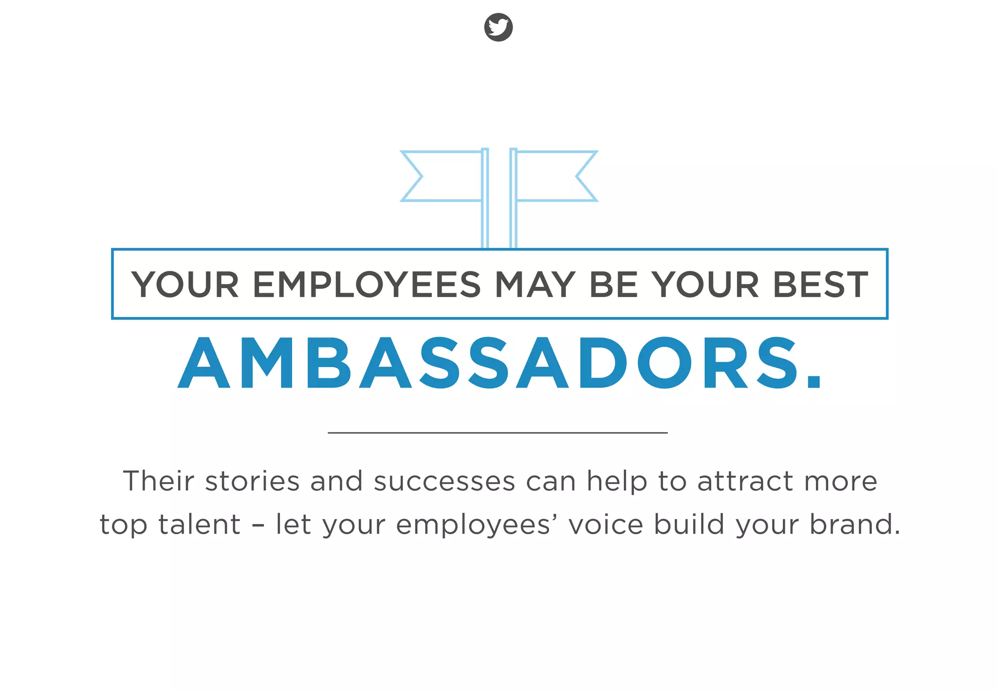 YOUR EMPLOYEES MAY BE YOUR BEST
AMBASSADORS.
Their stories and successes can help to attract more
top talent – let your employees’ voice build your brand.
 