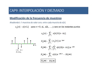 CAP9: INTERPOLACIÓN Y DIEZMADO
Modificación de la frecuencia de muestreo
Añadiendo L-1 muestras de valor cero, entre cada muestra de x[n]:
 