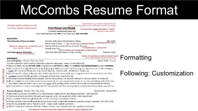 mccombs resume format