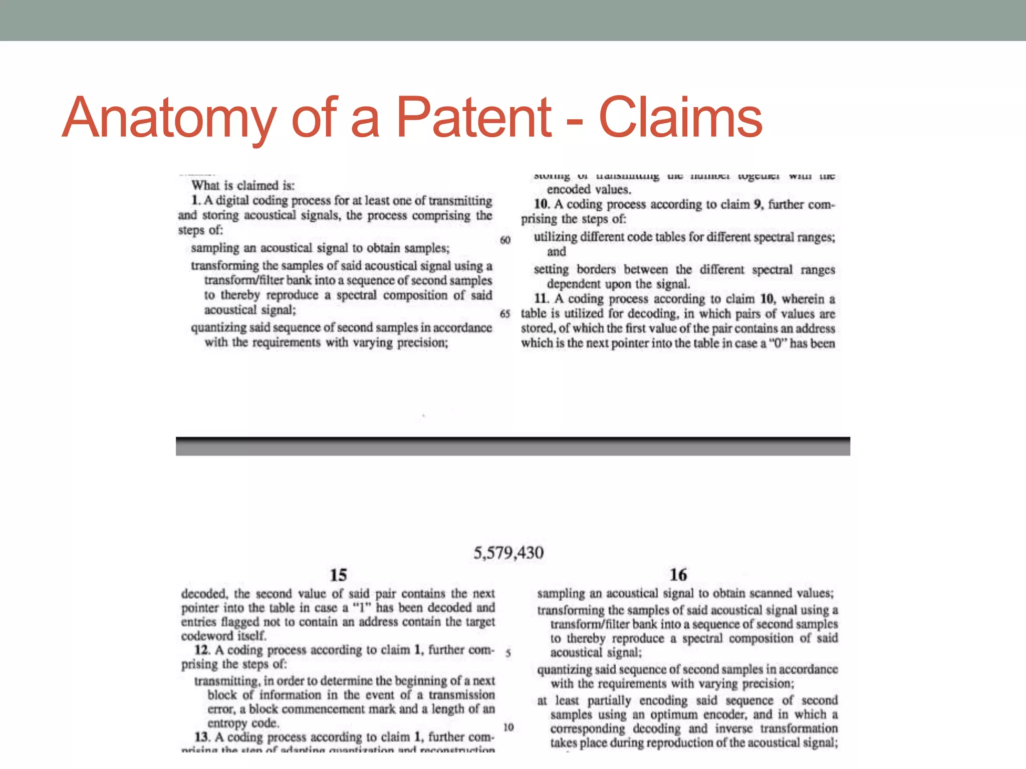 Anatomy of a Patent - Claims
 
