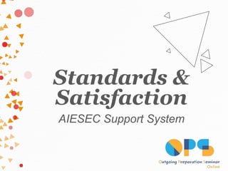 Standards &
Satisfaction
AIESEC Support System
 