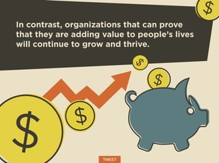 In contrast, organizations that can prove
that they are adding value to people’s lives
will continue to grow and thrive.
TWEET
 