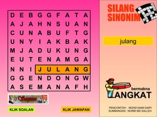 julang SILANG SINONIM PENCONTOH :  MOHD NAIM DAIPI SUMBANGAN : NORBI MD SALLEH bermakna   ANGKAT KLIK SOALAN KLIK JAWAPAN ...