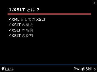 1.XSLT とは ? XML としての XSLT XSLT の歴史 XSLT の名前 XSLT の役割 