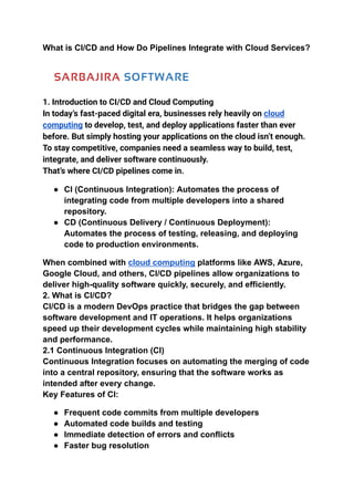 What is CI/CD and How Do Pipelines Integrate with Cloud Services? | PDF