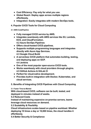 What is CI/CD and How Do Pipelines Integrate with Cloud Services? | PDF