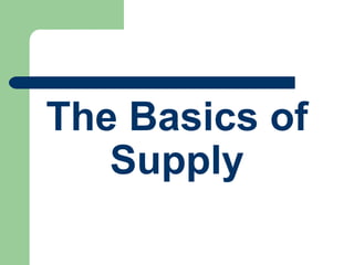 The Basics of
Supply
 