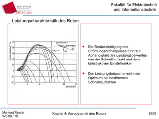 Fakultät für Elektrotechnik
und Informationstechnik
Manfred Reisch
WS 09 / 10
Kapitel 4: Aerodynamik des Rotors 20/37
Die ...
