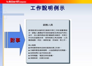 工作說明例示   對事 