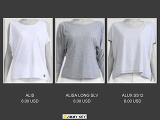 ALIS     ALISA LONG SLV   ALUX SS12
8.00 USD       8.00 USD      8.00 USD
 