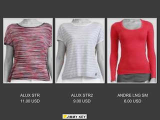 ALUX STR    ALUX STR2   ANDRE LNG SM
11.00 USD    9.00 USD     6.00 USD
 
