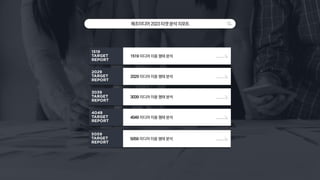 메조미디어2023타겟분석리포트
1519 미디어 이용 행태 분석
3039 미디어 이용 행태 분석
4049 미디어 이용 행태 분석
2029 미디어 이용 행태 분석
5059 미디어 이용 행태 분석
 