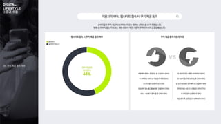 ③광고 수용
01. 조사 개요
02. 인플루언서 광고
03. 숏폼 광고
04. OTT 광고
05. 쿠키 제공 동의 여부
소비자들이 쿠키 제공에 동의하는 이유는 원하는 콘텐츠를 보기 위함입니다.
반면 동의하지 않는 이유로는 개인 정보의 무단 사용이 우려되어서라고 응답했습니다.
쿠키 제공 동의·미동의 이유
허용해야 원하는 콘텐츠를 볼 수 있어서 (44%) 내 정보의 무단 사용이 우려되어서 (66%)
더 최적화된 서비스를 제공받기 위해 (30%) 내 정보가 광고에 사용되는게 싫어서 (9%)
별 생각 없이 습관적으로 (10%) 잘 모르지만 왠지 금지해야 할 것 같아서 (8%)
관심사에 맞는 광고를 보여줄 것 같아서 (10%) 인터넷 사용 속도가 느려질 것 같아서 (7%)
서비스 개선에 도움이 될 것 같아서 (6%) 별 생각 없이 습관적으로 (6%)
- 제공 동의 후 같은 광고가 반복되어서 (4%)
쿠키 제공에
동의한다
44%
웹사이트 접속 시 쿠키 제공 동의 여부
이용자의44%,웹사이트접속시쿠키제공동의
동의한다
동의하지 않는다
 