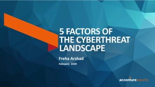 Freha Arshad
February 2020
5 FACTORS OF
THE CYBERTHREAT
LANDSCAPE
 