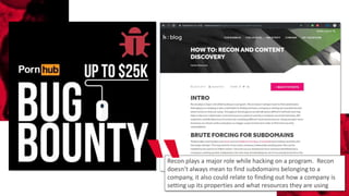 2/21/2020 79
Recon plays a major role while hacking on a program. Recon
doesn’t always mean to find subdomains belonging to a
company, it also could relate to finding out how a company is
setting up its properties and what resources they are using“
 