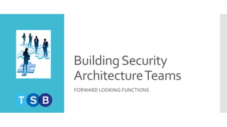 BuildingSecurity
ArchitectureTeams
FORWARD LOOKING FUNCTIONS
 