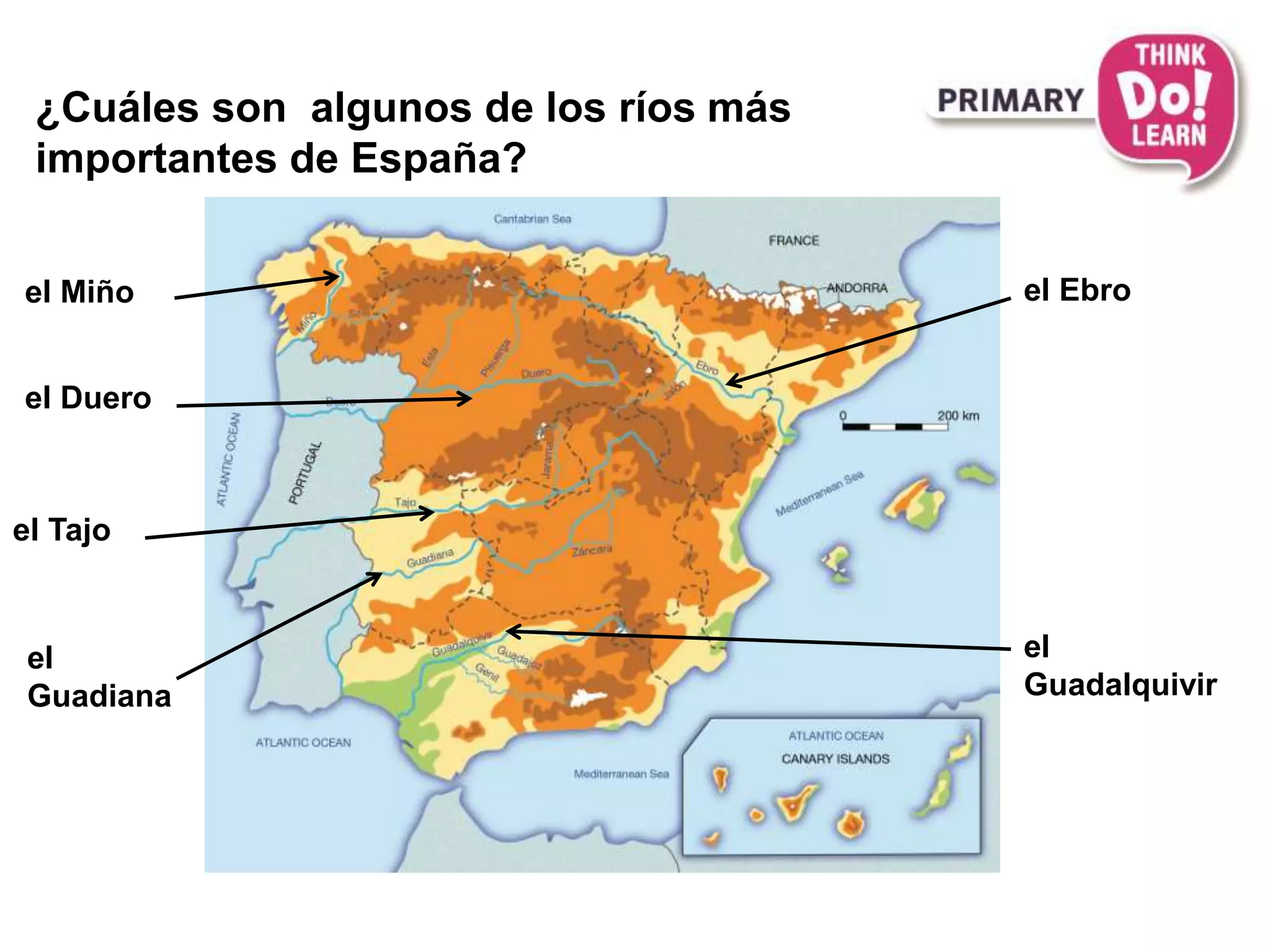¿Cuáles son algunos de los ríos más
importantes de España?
el Miño
el Duero
el Ebro
el
Guadalquivir
el Tajo
el
Guadiana