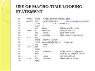 USE OF MACRO-TIME LOOPINGUSE OF MACRO-TIME LOOPING
STATEMENTSTATEMENT
 