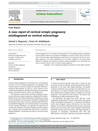 A case report of cervical ectopic pregnancy misdiagnosed as cervical ...