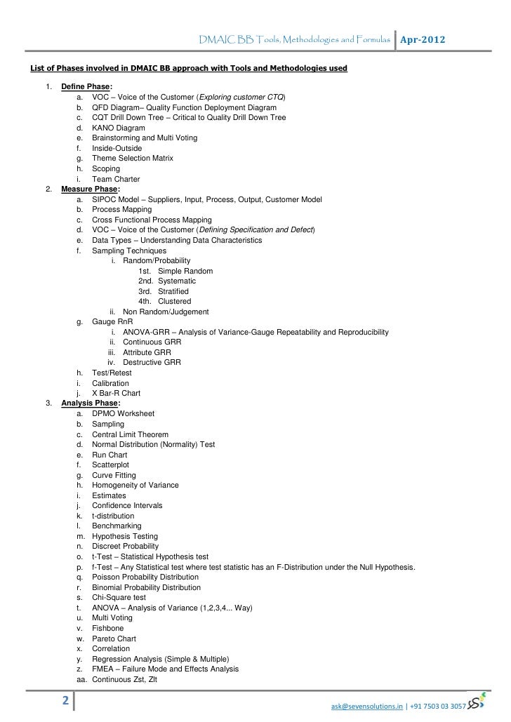 six sigma bb tools and formulas six sigma black belt exam cheat sheet