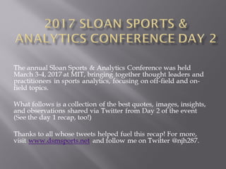 Sloan Sports and Analytics Conference Day 2 Recap