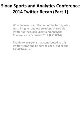 Sloan Sports and Analytics Conference Twitter Recap (part 1)