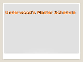 Underwood’s Master ScheduleUnderwood’s Master Schedule
 