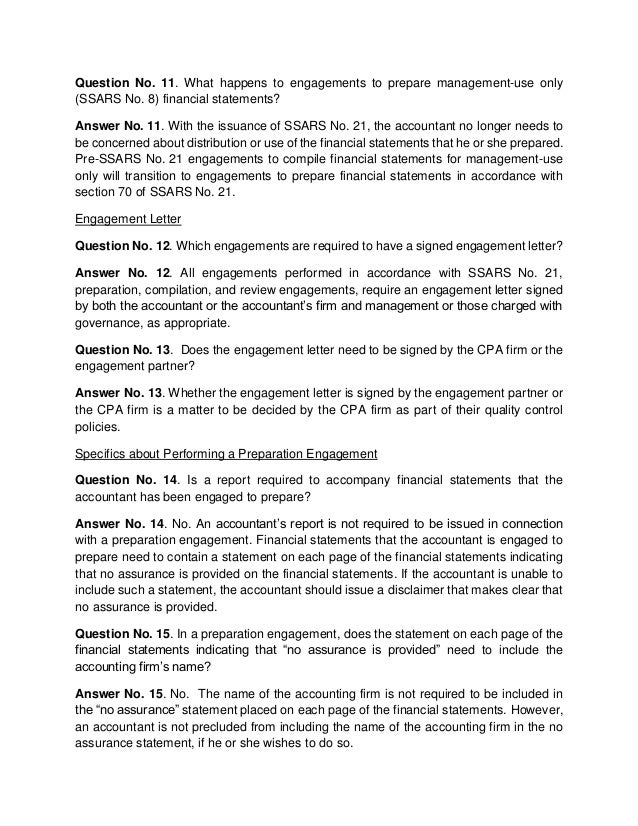 ssars 21 faq engagement letter cpa