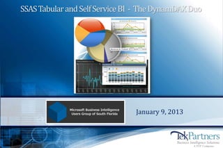 SSAS Tabular and Self Service BI - The DynamDAX Duo




                                January 9, 2013
 