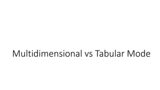 Multidimensional vs Tabular Mode
 
