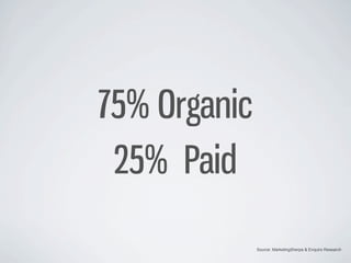 75% Organic
 25% Paid

              Source: MarketingSherpa & Enquiro Research
 