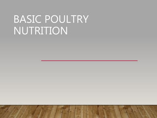 BASIC POULTRY
NUTRITION
 
