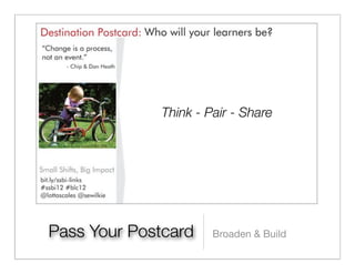 Think - Pair - Share




Pass Your Postcard     Broaden & Build
 