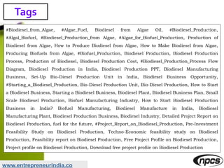 Tags
www.entrepreneurindia.co
#Biodiesel_from_Algae, #Algae_Fuel, Biodiesel from Algae Oil, #Biodiesel_Production,
#Algal_Biofuel, #Biodiesel_Production_from Algae, #Algae_for_Biofuel_Production, Production of
Biodiesel from Algae, How to Produce Biodiesel from Algae, How to Make Biodiesel from Algae,
Producing Biofuels from Algae, #Biofuel_Production, Biodiesel Production, Biodiesel Production
Process, Production of Biodiesel, Biodiesel Production Cost, #Biodiesel_Production_Process Flow
Diagram, Biodiesel Production in India, Biodiesel Production PPT, Biodiesel Manufacturing
Business, Set-Up Bio-Diesel Production Unit in India, Biodiesel Business Opportunity,
#Starting_a_Biodiesel_Production, Bio-Diesel Production Unit, Bio-Diesel Production, How to Start
a Biodiesel Business, Starting a Biodiesel Business, Biodiesel Plant, Biodiesel Business Plan, Small
Scale Biodiesel Production, Biofuel Manufacturing Industry, How to Start Biodiesel Production
Business in India? Biofuel Manufacturing, Biodiesel Manufacture in India, Biodiesel
Manufacturing Plant, Biodiesel Production Business, Biodiesel Industry, Detailed Project Report on
Biodiesel Production, fuel for the future, #Project_Report_on_Biodiesel_Production, Pre-Investment
Feasibility Study on Biodiesel Production, Techno-Economic feasibility study on Biodiesel
Production, Feasibility report on Biodiesel Production, Free Project Profile on Biodiesel Production,
Project profile on Biodiesel Production, Download free project profile on Biodiesel Production
 