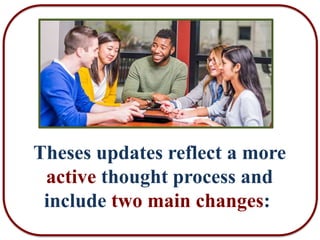 Theses updates reflect a more
active thought process and
include two main changes:
 
