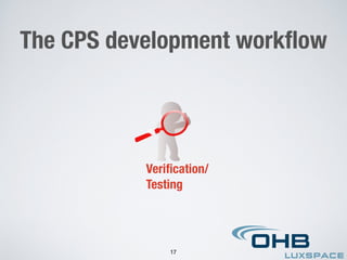 The CPS development workﬂow
Veriﬁcation/ 
Testing
17
 
