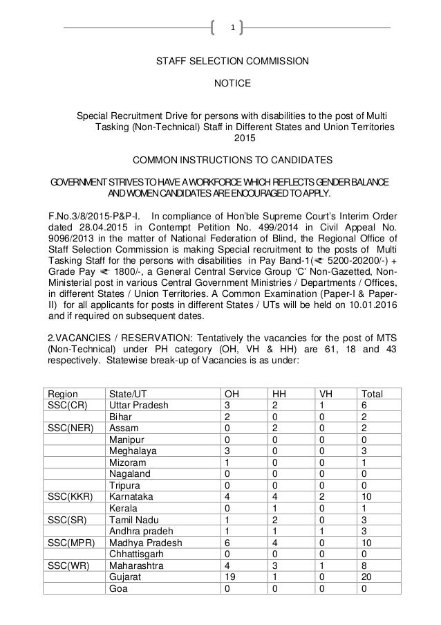 Ssc Mts Non Technical Notification 2015