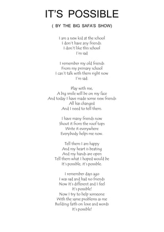 Ssc1415 Lyrics Sa Fa Lleida Big Safa S Show It S Possible