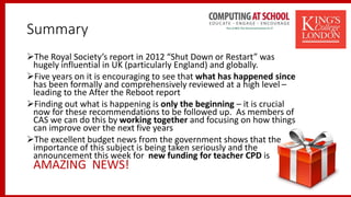 SS CAS London Royal Society Report Summary