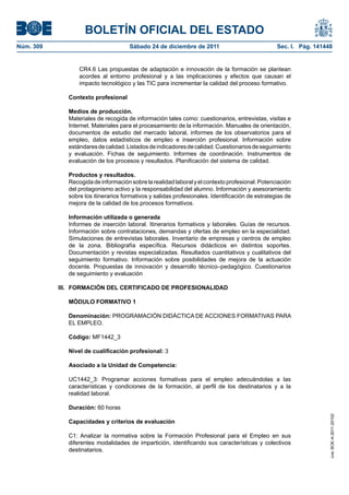 Ssce0110 anexo iv docencia de la formación profesional para el empleo | PDF