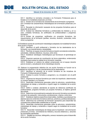 Ssce0110 anexo iv docencia de la formación profesional para el empleo | PDF