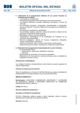 Ssce0110 anexo iv docencia de la formación profesional para el empleo | PDF