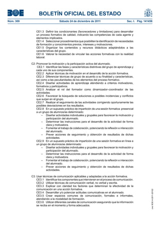 Ssce0110 anexo iv docencia de la formación profesional para el empleo | PDF