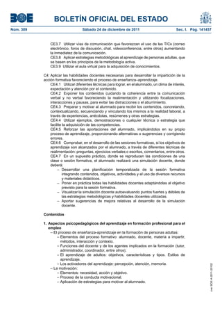 Ssce0110 anexo iv docencia de la formación profesional para el empleo | PDF