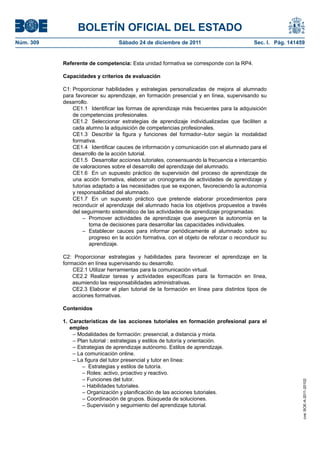Ssce0110 anexo iv docencia de la formación profesional para el empleo | PDF