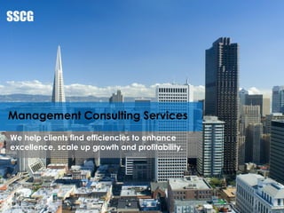 Management Consulting Services
1
We help clients find efficiencies to enhance
excellence, scale up growth and profitability.
 