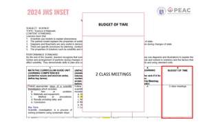 BUDGET OF TIME
2 CLASS MEETINGS
 